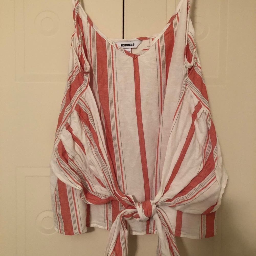 Express white and peach striped tank top